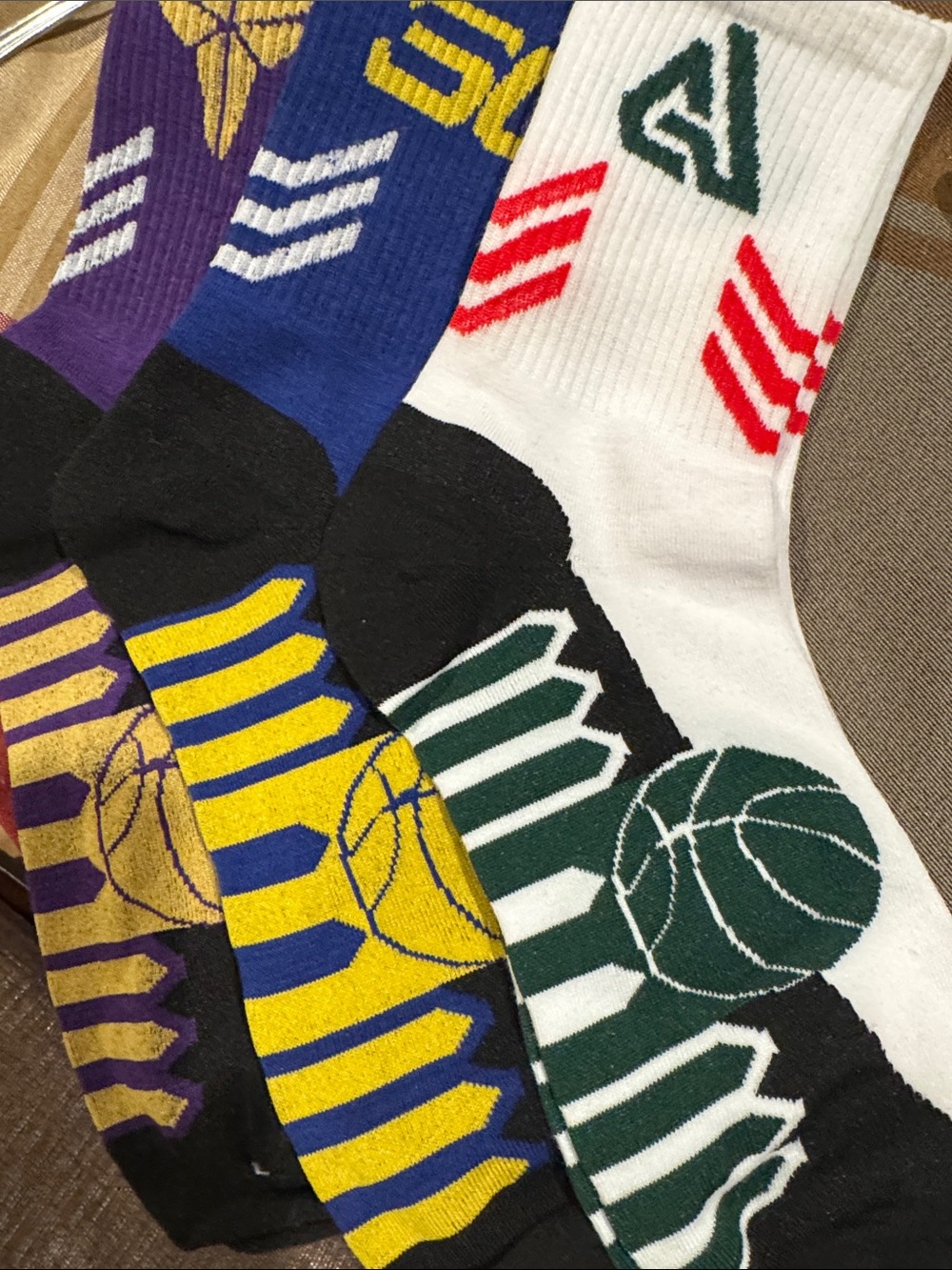 Men's Athletic Crew Socks - White, Blue, Purple, Yellow, Black